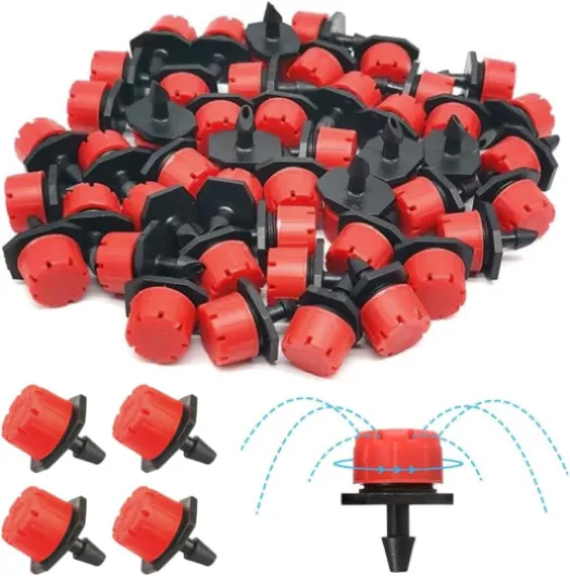 Goutteurs d'irrigation, 100 pièces réglables et écologiques, Arroseurs pour jardin, Kits de système goutte à goutte, Micro Flow Drip Head, Buses de brumisation pour arrosage extérieur (4/7 mm)
