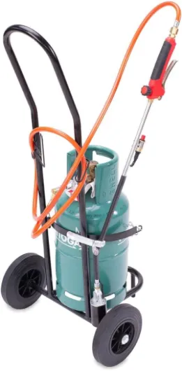 Désherbeur Thermique Professionnel à Gaz Propane – Kit Complet Haute Performance pour Grands Jardins - Inclus : Brûleur 50mm, Tuyau 5m Pro, Chariot à Roues - Chaleur Puissante.