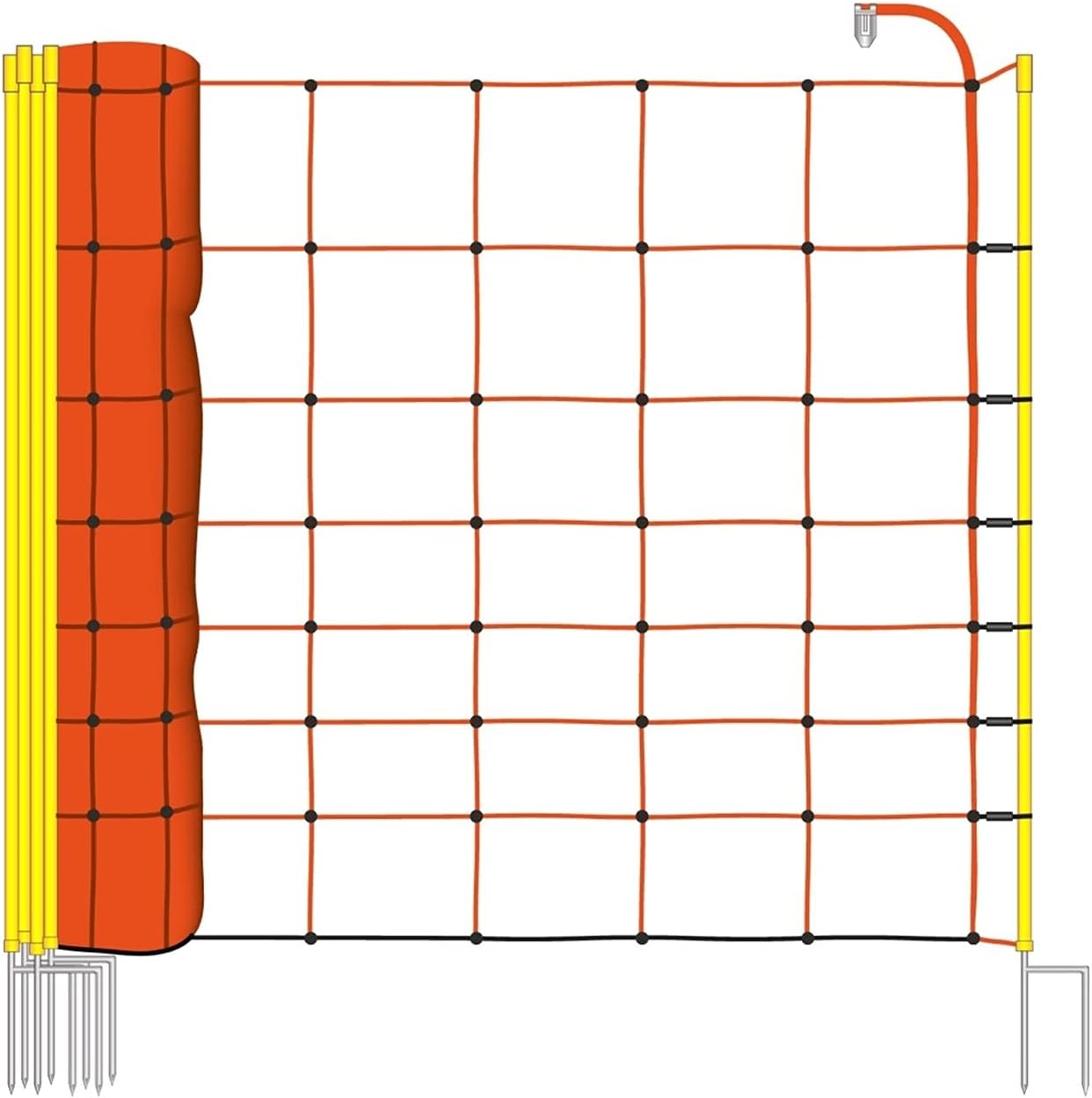 VOSS.farming Filet, Clôture Électrique, Clôture pour Moutons, Hauteur : 90 cm, Longueur : 50 m, 14 Piquets, Pointe Double