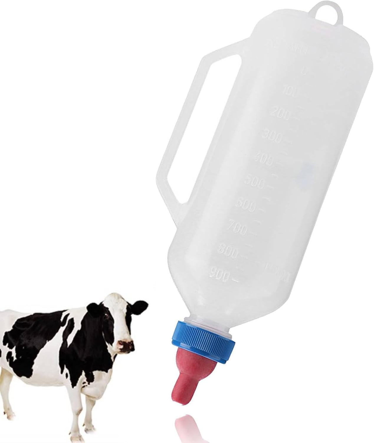 Bouteille De Lait De Veau 1000 ML, Bouteille De Lait d'agneau Portable Rotative, Nourrisseur De Lait De Chèvre, Bouteille d'allaitement avec Poignée Et Crochet pour Chiots, Chiots Et Petits Orphelins