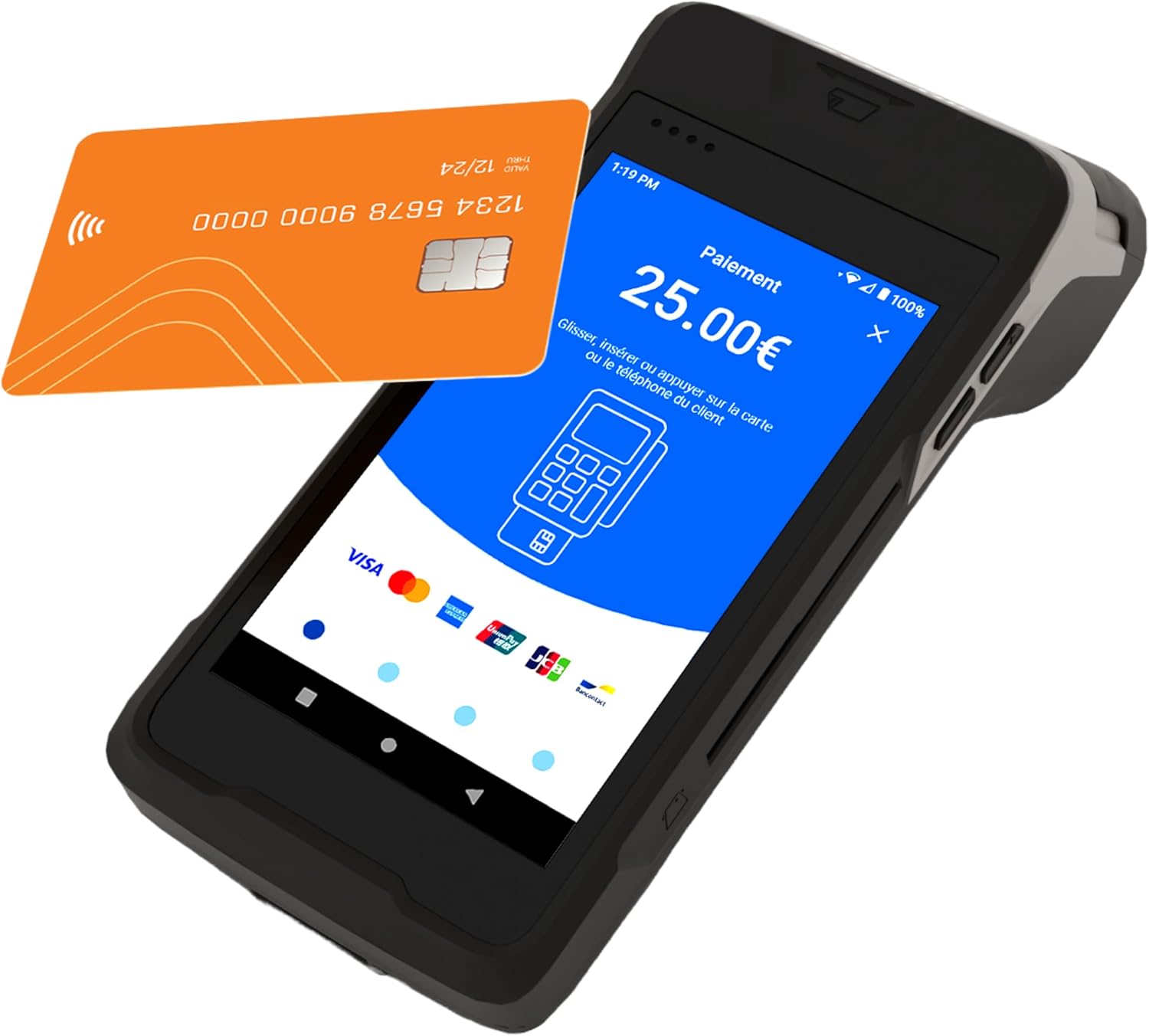 Carbon - Terminal Carte Bancaire Durable avec Imprimante - Terminal de Paiement Android - Résistant à la Poussière, aux Chocs et à l'eau