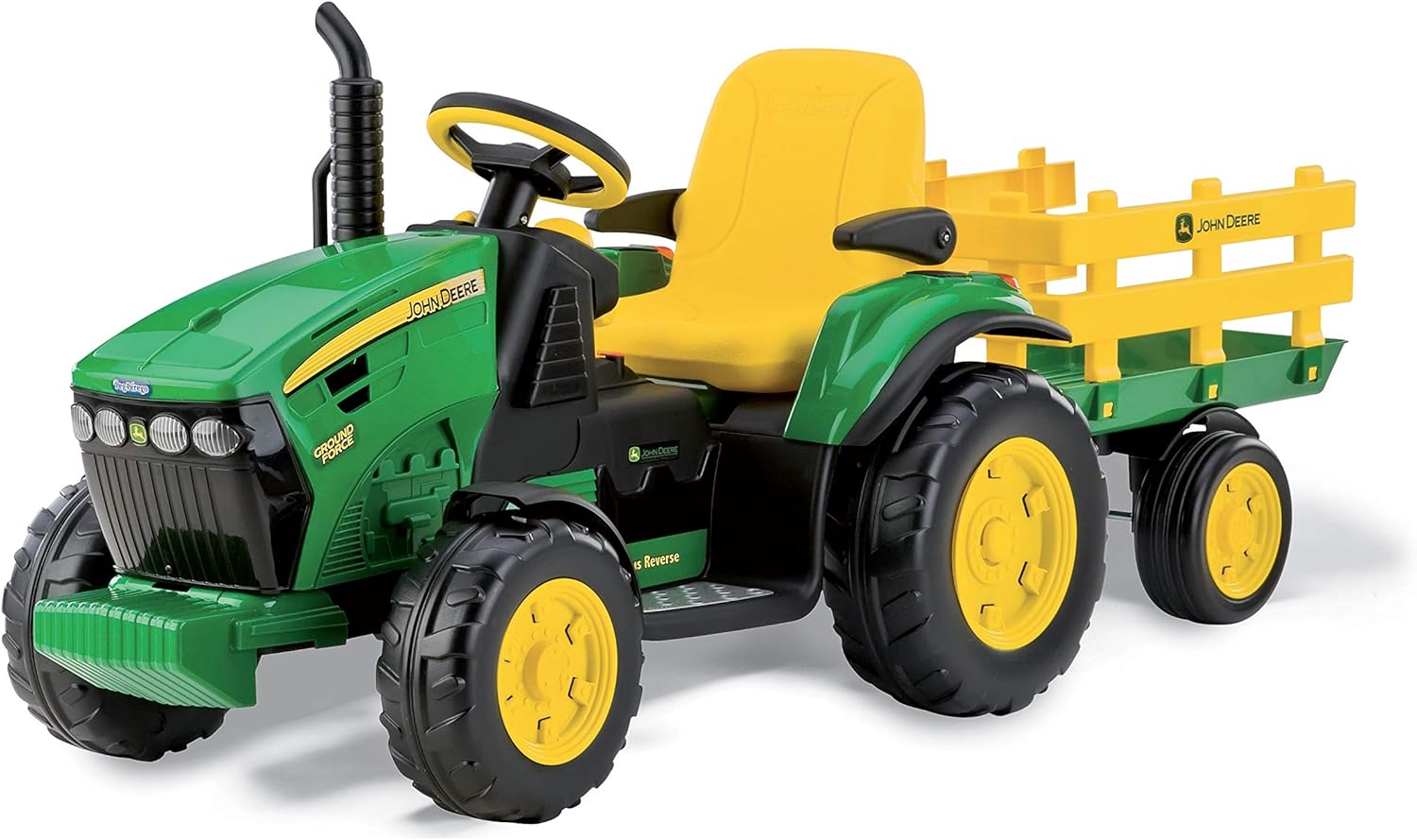 Peg Perego John Deere Ground Force avec remorque 12 V IGOR0047, vert et jaune Unique