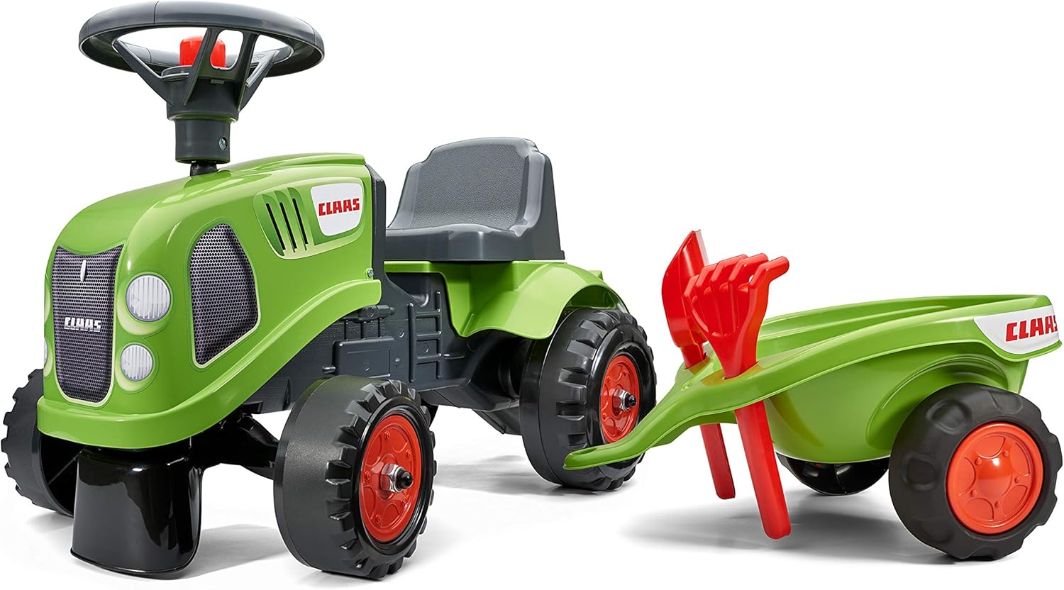 Porteur Tracteur Claas avec remorque - Dès 12 Mois - Fabriqué en France - Pelle et râteau Inclus - 2 Styles de Personnalisation - Plaque d'immatriculation Personnalisable - 212C Claas (Remorque)