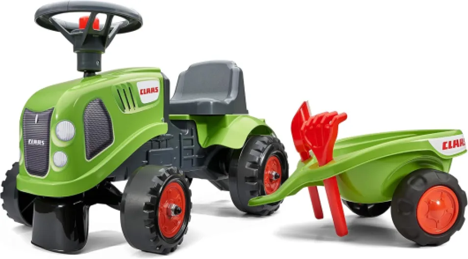 Porteur Tracteur Claas avec remorque - Dès 12 Mois - Fabriqué en France - Pelle et râteau Inclus - 2 Styles de Personnalisation - Plaque d'immatriculation Personnalisable - 212C Claas (Remorque)