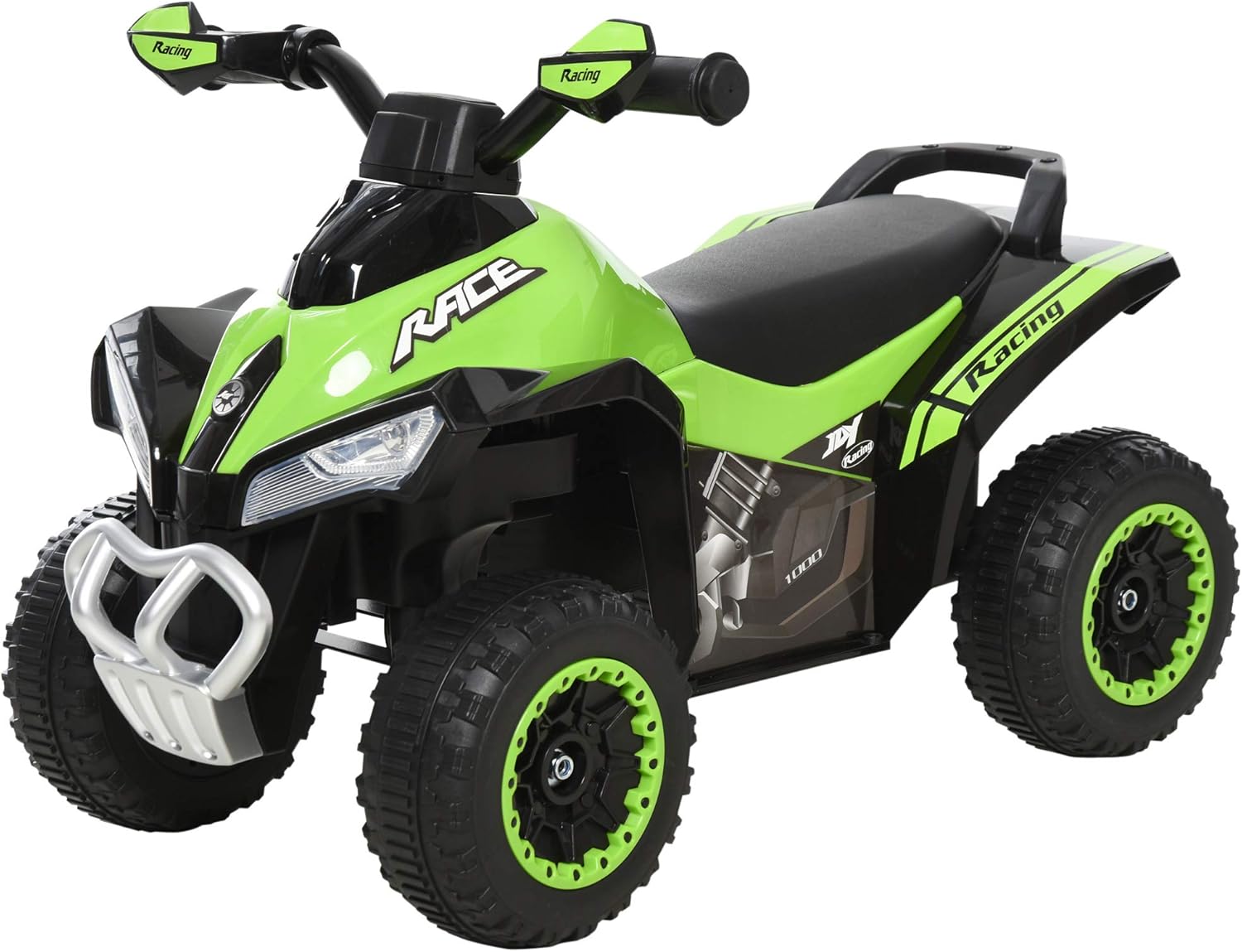 Porteur Enfants sans Moteur Quad 18-36 Mois dim - 67L x 38l x 44H cm Effets Lumineux et sonores Vert Noir Pas ÉLECTRIQUE