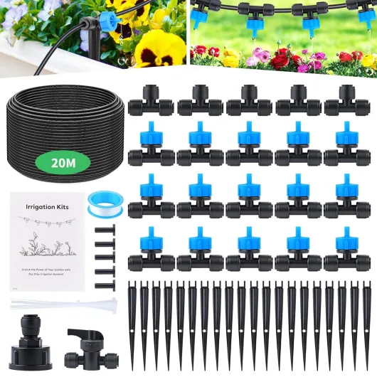 Forever Speed Système D'irrigation Jardin 60PCS Irrigation Goutte à Goutte Kit [20M Tuyaux D'irrigation] kit Arrosage Goutte à Goutte à Pression Équilibrée pour Jardin pelouse Serre Plantes