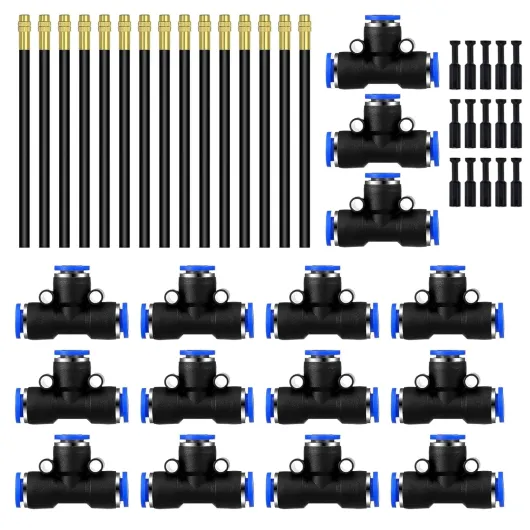 HUAZIZ 360°Curved Garden Automatic Irrigation System, Kit arrosage automatique système, Kit Arrosage Goutte à Goutte, Kit d'irrigation de brouillard, 15pièces Raccord Pneumatique+15 pièces Buse