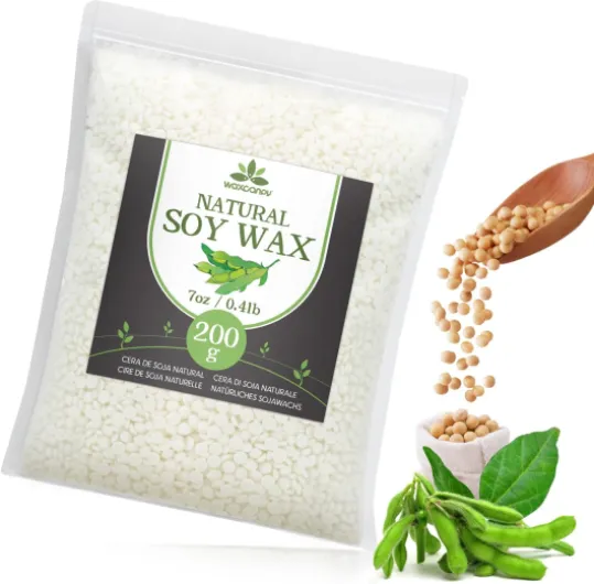 Cire de Soja pour Bougie, Cire Premium pour Bougie 1.8kg/3kg/5kg/10kg de Waxcanpy, Cire de Soja 100% Naturelle pour Bougie DIY à Faire Soi-même (0.2kg) 200g