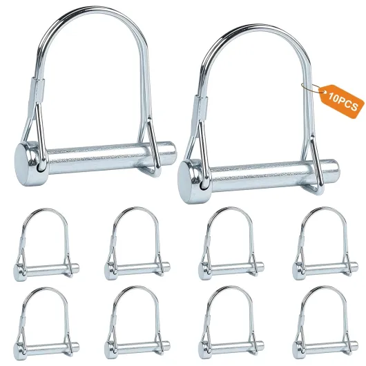 10 Pièces Goupille de Verrouillage Forme D 8 x 45 mm, Goupille Agricole en Acier Carbone, Axe de Verrouillage pour Remorques de Ferme, Wagons, Pelouse, Jardin, Agriculture 10pcs 8*45mm