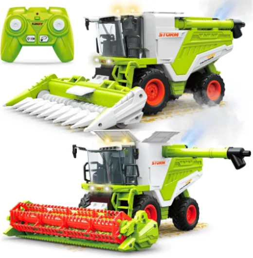 PENGBU RC Moissonneuse Batteuse Telecommande pour Grands Enfants à Partir de 3,4,5,6 Ans, Moissonneuse Batteuse Télécommandée avec Pulvérisations, Lumière et Son, Tracteur Telecommandé Enfant Édition spéciale