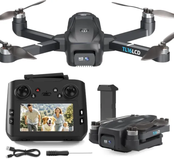 TL16LCD Drone avec Camera 4K, Drone GPS pour Débutants avec Télécommande LCD Retour Automatique Follow Me Transmission en Temps Réel 5G Drones FPV pour Adultes TL16LCD-A