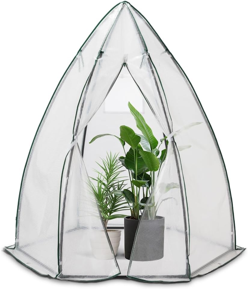 Serre en Film Plastique pour Balcon, Jardin, Tente d'hivernage pour Plantes, Serre à tomates, résistante à l'hiver, Stable, 160 x 160 x 180 cm, Blanche