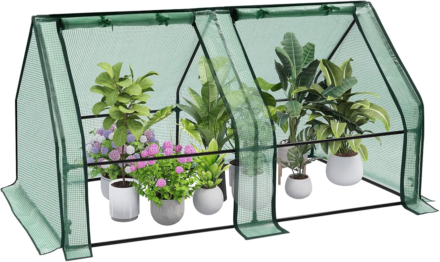 Serre de Jardin, Serre d'Hivernage, Bâche Renforcée en PE de 140 g/㎡, avec 2 Portes Enroulables, Cadre en Tube d'acier, 180x90x90 cm, Vert 180x90x90cm Vert
