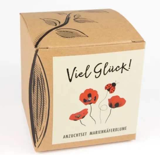 Kit de culture cadeau CŒUR-DE-MARIE avec graines de pavot de coccinelle, une idée cadeau porte-bonheur de NATUR KRAFTWERK