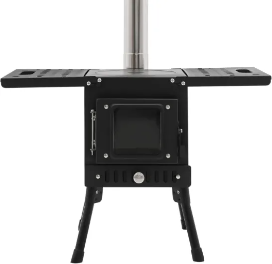 Poêle à bois portable pour camping, réchaud d'urgence, chauffage extérieur, réchaud à bois en acier inoxydable avec verre résistant à la chaleur, tuyaux de cheminée indépendants, coussinets