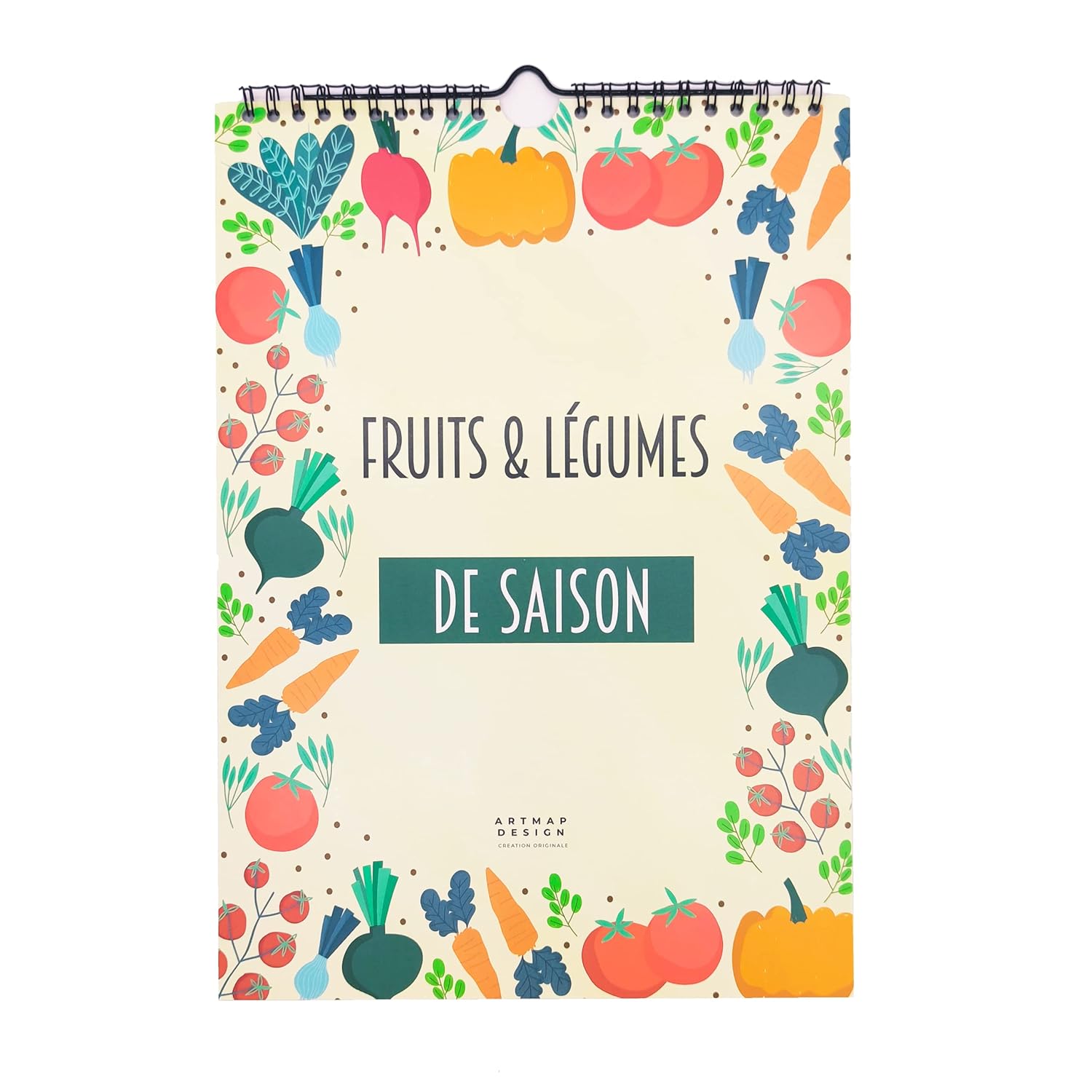 Fruits et Légumes de saison - Calendrier perpétuel à suivre au fil des mois - Livre de cuisine chaque année - Format 21 x 29,7 cm (A4) - Idée cadeau
