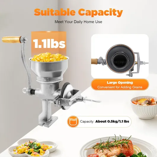 Moulin à main, moulin réglable, moulin à céréales manuelles, adapté aux familles, restaurants, entreprises de transformation professionnelle, grains, maïs et autres aliments.