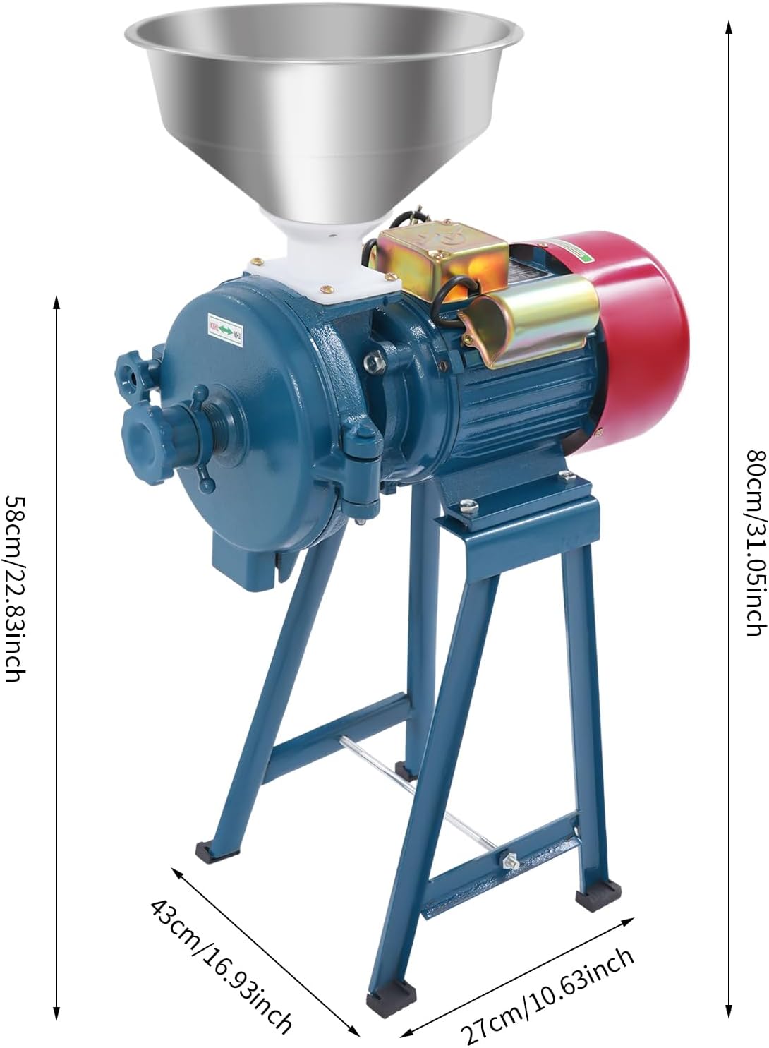 Moulin à Grain électrique, Moulin à Grain Moulin électrique, Moulin à grain Concasseur Mécanique Avec trémie pour Maïs Paille Fourrage Broyeur à Boulets 2200W