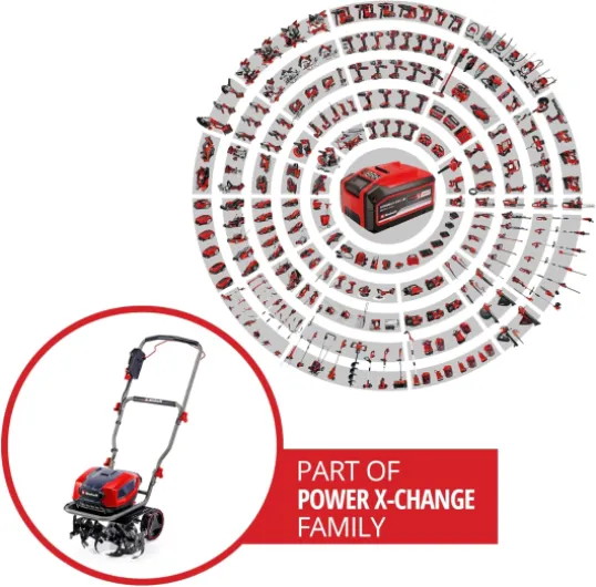 Motobineuse sans Fil GP-CR 36/45 Li E BL-Solo Power X-Change (36 V, Moteur sans Charbon, Largeur de Travail 45 cm, Profondeur de Travail 23 cm, Roues réglables en Hauteur) Solo: Sans Batterie ni Chargeur