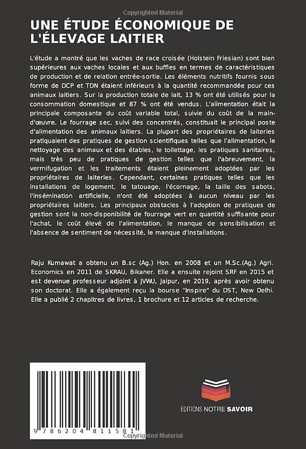 UNE ÉTUDE ÉCONOMIQUE DE L'ÉLEVAGE LAITIER