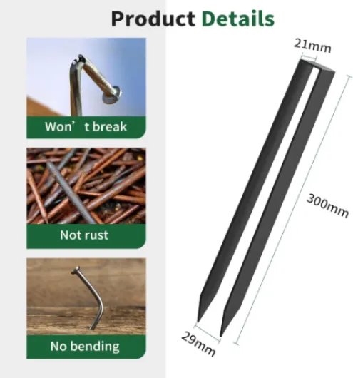 Forever Speed 4 Pièces Piquets de Fixation pour Arche de Jardin en Acier revêtu par Poudre, Forme U Sardines de Fixation pour Arche de Rose, Tuyau d'eau Fixe [HxLxP: 300 x 29 x 21 mm] - Noir