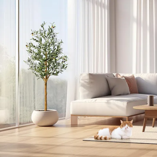 150cm Grande Olivier Artificielle Réalistes,Fausse Plante Interieur avec Olives Branche & Feuillage sans Entretien,Plante Artificielle/Décorations Végétales Artificielles pour Salon, Bureau,Balcon 150 cm