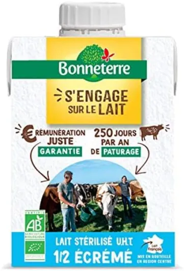 Bonneterre - Lait Stérilisé Uht Demi-Écrémé 500Ml - Unité Bonneterre 500 ml (Lot de 1)