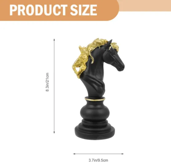 Grandes pièces d'échecs décoratives en résine 9,5 x 21 x 7,5 Pouces Ornement créatif International d'échecs pour la Maison Bureau et la décoration de Jardin