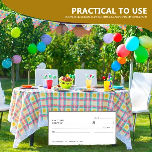 VILLCASE Faux Chèque, Faux Chèques Géants Réutilisables En Papier Pour Récompense De Dotation, Effaçable À Sec, Idéal Pour Fêtes Et Surprises, 76.2 X 40.6cm