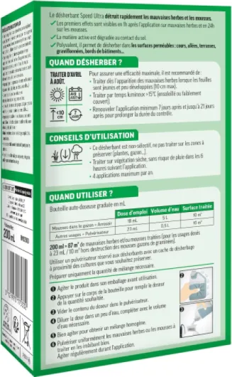 Désherbant Jardin Polyvalent Concentré – Action 2-en-1 : Mauvaises Herbes & Mousses – Résultats dès 1h – 200ml