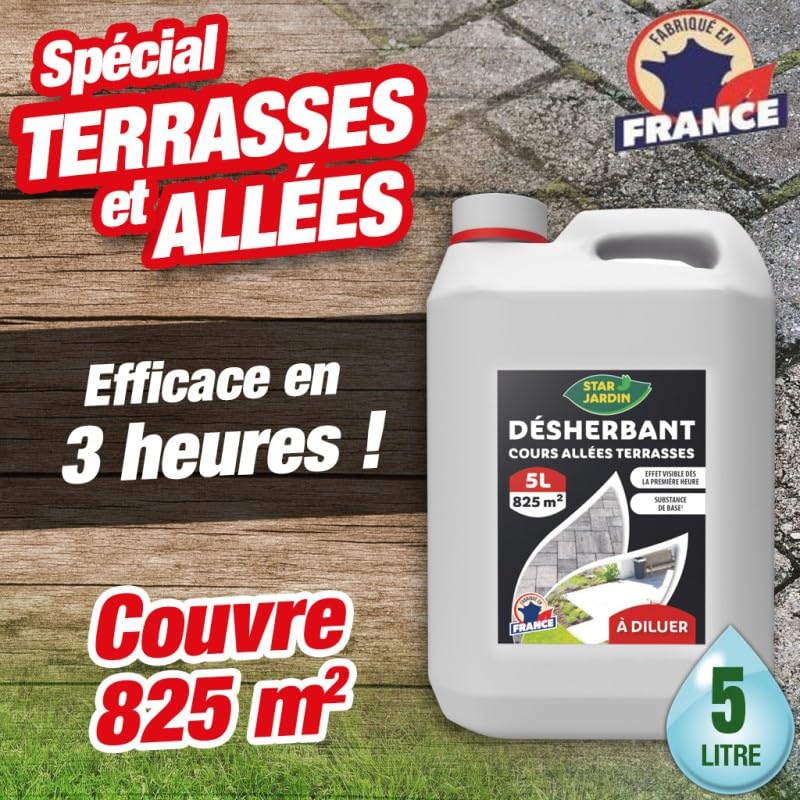 Désherbant à diluer cours allées terrasses 5 litres Pour 825 m²