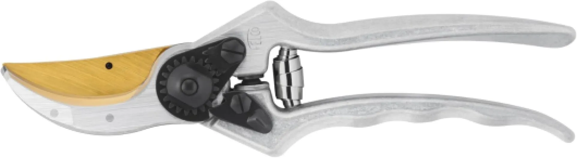 2 Édition Spéciale 80e Anniversaire Sécateur Bypass Professionnel 25 mm Lame F-Gold Gravée Poignées Aluminium Nu Étui Cuir Main Droite Grande Main 215 mm