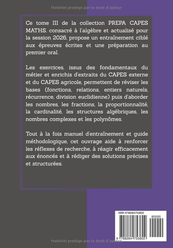 PREPA CAPES MATHS 2026: Algèbre