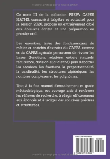 PREPA CAPES MATHS 2026: Algèbre
