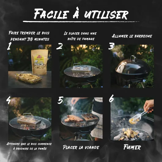 Copeaux de Fumage – Barbecues à Bois de Porc, Poisson, Fruits et Légumes – Bois de Fumage aux Arômes d’Olivier, Orange, Amandier, Citron, Noyer et Chêne (6×1 L) 6 x 1 Litre