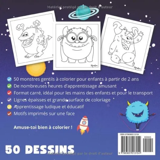 Livre de Coloriage 2 Ans: Monstres Gentils