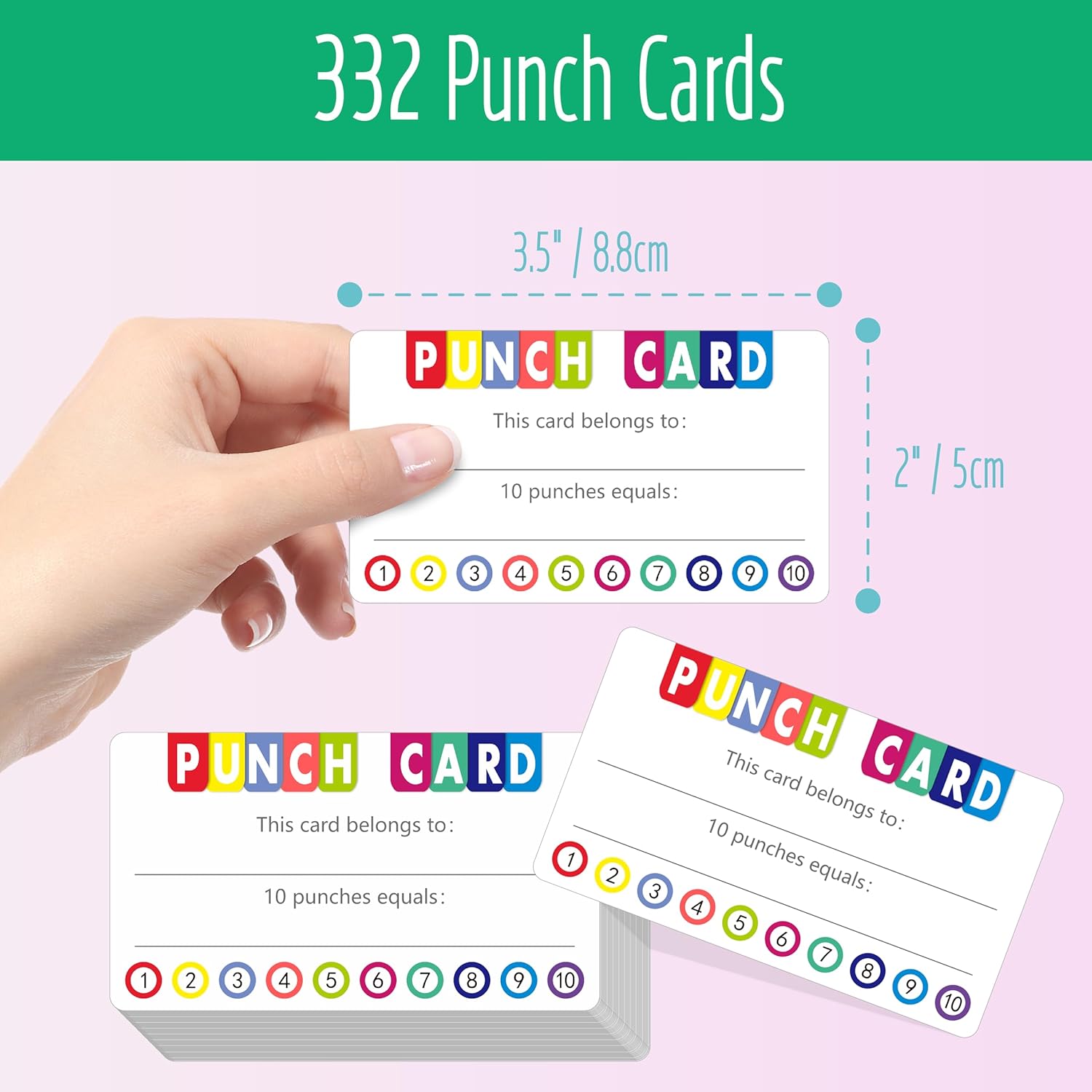 332 cartes perforées PCS, cartes de récompense d'incitation, cartes de fidélité pour étudiants, cartes de fidélité pour affaires, salle de classe, comportement des enfants, étudiants, 5 cm x 9 cm