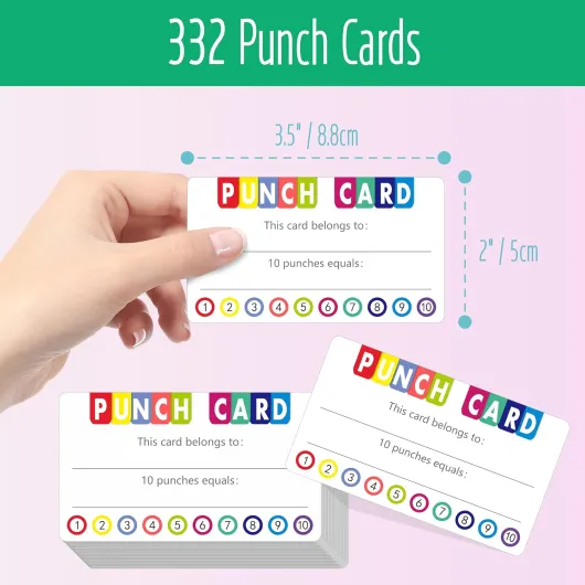 332 cartes perforées PCS, cartes de récompense d'incitation, cartes de fidélité pour étudiants, cartes de fidélité pour affaires, salle de classe, comportement des enfants, étudiants, 5 cm x 9 cm
