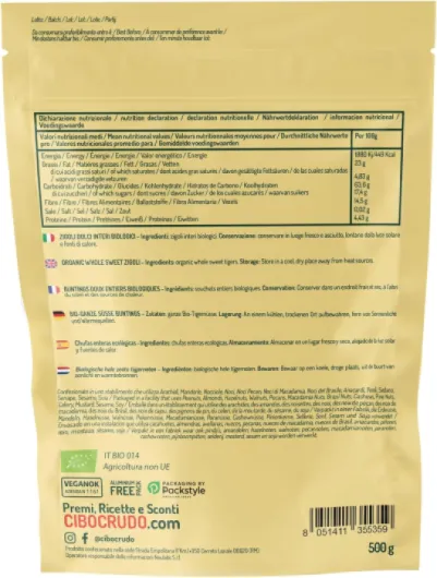 Souchet Entier Bio Décortiqué - 500g - Chufa Amande de Terre our Tiger Nuts - Sans Gluten et Cru - Tubercules Naturels et sans Pelure 500 g (Confezione da 1)
