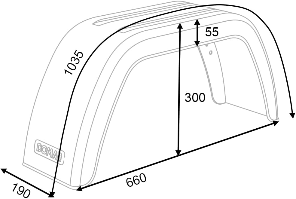 Garde-boue pour remorque 13-14" DOMAR D20112 passage de roue plat 660/190mm