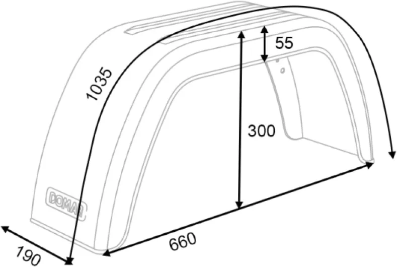 Garde-boue pour remorque 13-14" DOMAR D20112 passage de roue plat 660/190mm