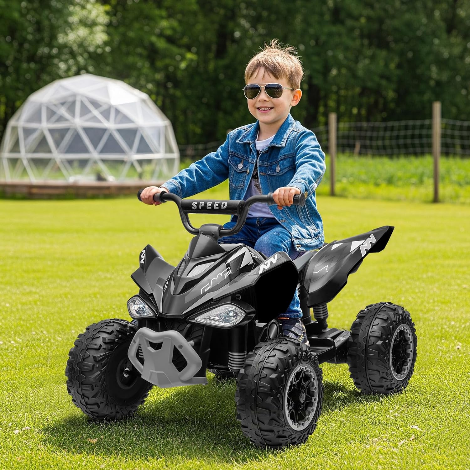 Quad Electrique Enfants 12V,Voiture Électrique Enfants avec LED Et Musique,ATV pour Enfant de 3 à 8 Ans (Noir)
