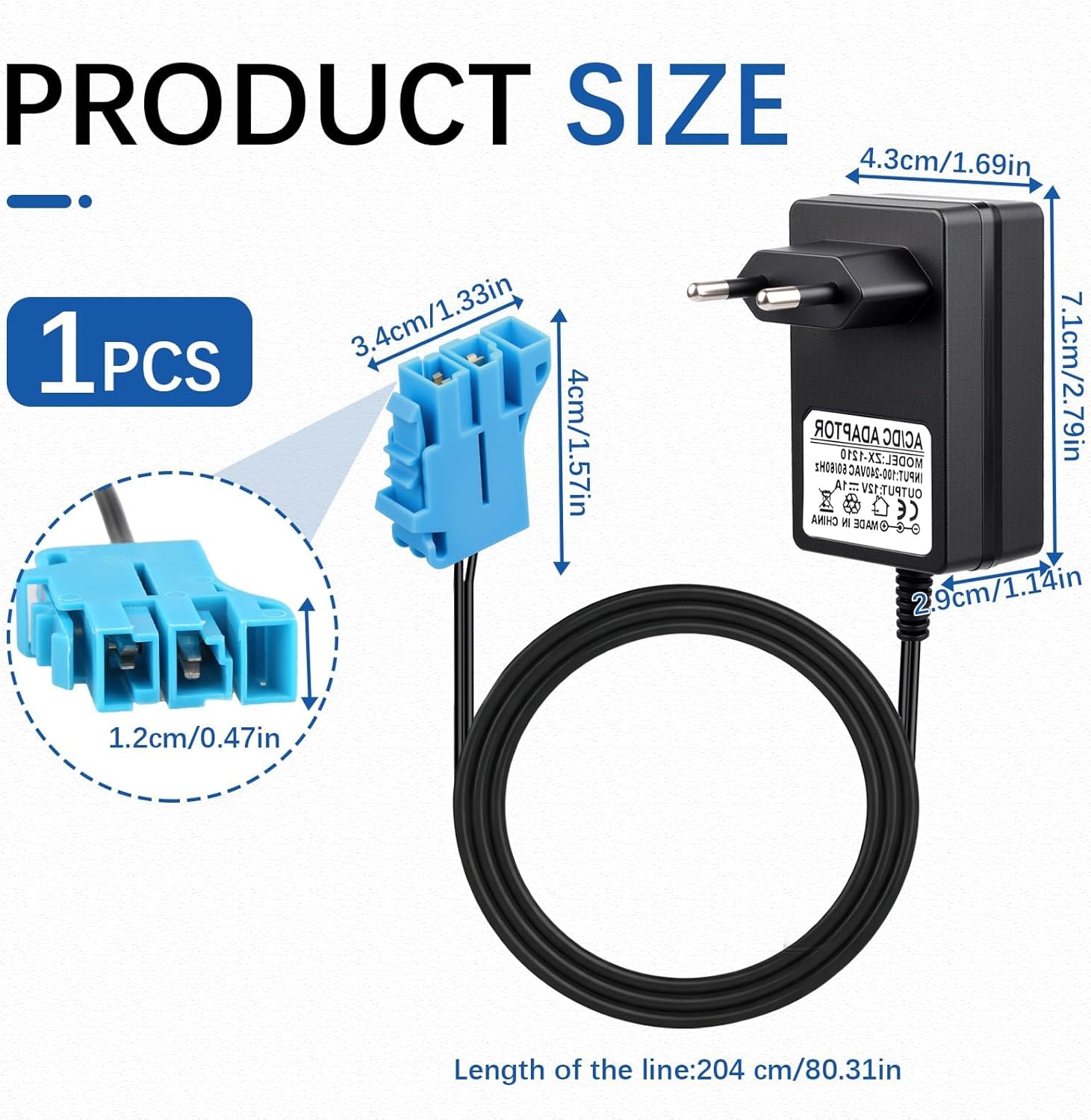 Chargeur 12V Compatible avec Peg Perego Adaptateur Secteur Voiture Électrique Enfant pour John Deere Gator XUV Polaris Outlaw RZR 900, Indicateur LED Câble 2M Recharge Rapide et Sécurisée