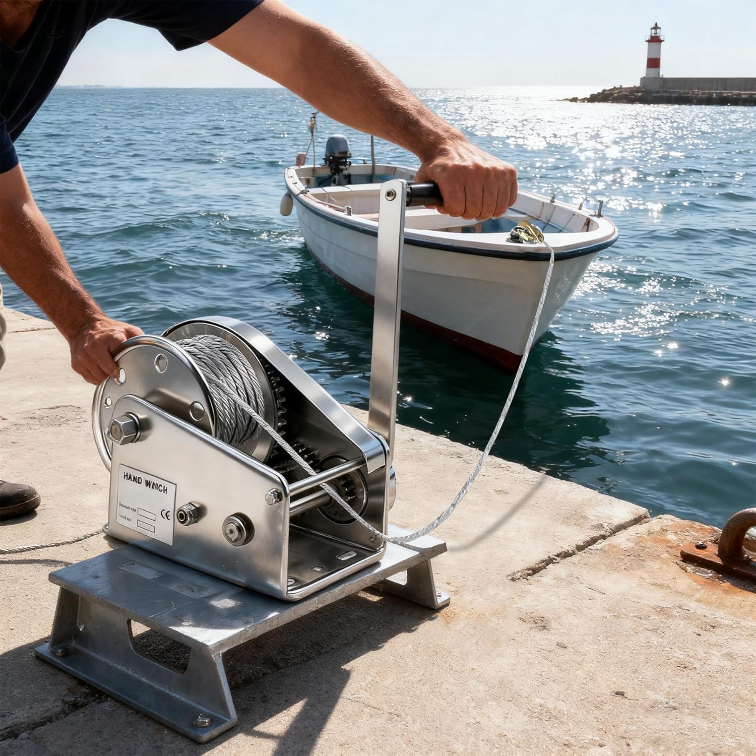 Treuil Manuel à Cliquet - Tire Fort Forestier avec Câble d'Acier Inoxydable, Treuil Forestier pour Gibier et Équipement, Palan Manivelle à Main pour Remorque Voiture et Moto (1)