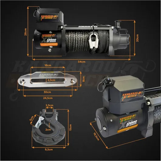 Treuil Electrique 12v Rapide 12000 lbs / 5443 kg - Puissant avec Câble Synthétique et Télécommande - Construction Fiable - Pour Véhicules 4x4, Forestiers et Utilitaires (K12000XP)