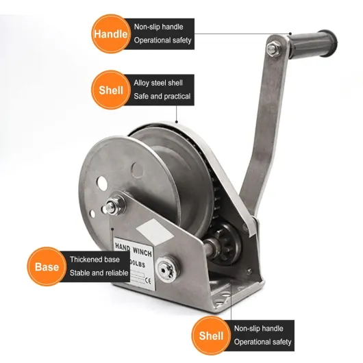 1200lb Treuil Manuel Acier Inoxydable, Treuil Manuel Remorque Bateau, Treuil Manuel pour Remorque, Voiture, Caravane, Treuil Forestier, Treuil à Manivelle avec Freiné et Câble(Size:10m)