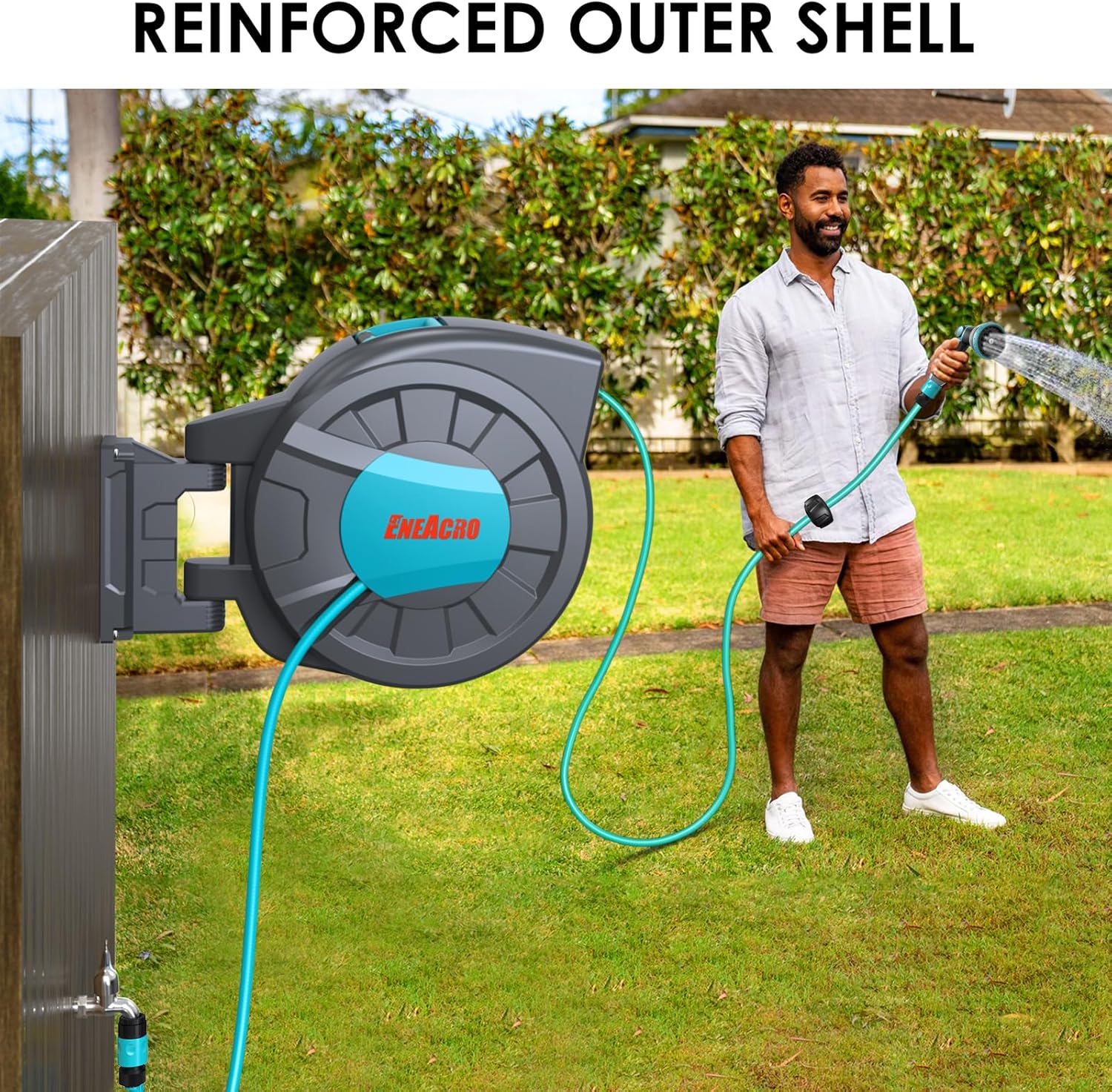 Dévidoir Enrouleur Automatique 35+2 m - Enrouleur De Tuyau pour Montage Mural avec Pistolet à eau 10 fonctions - Pivotant à 180° 35+2M