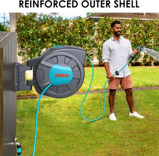 Dévidoir Enrouleur Automatique 35+2 m - Enrouleur De Tuyau pour Montage Mural avec Pistolet à eau 10 fonctions - Pivotant à 180° 35+2M
