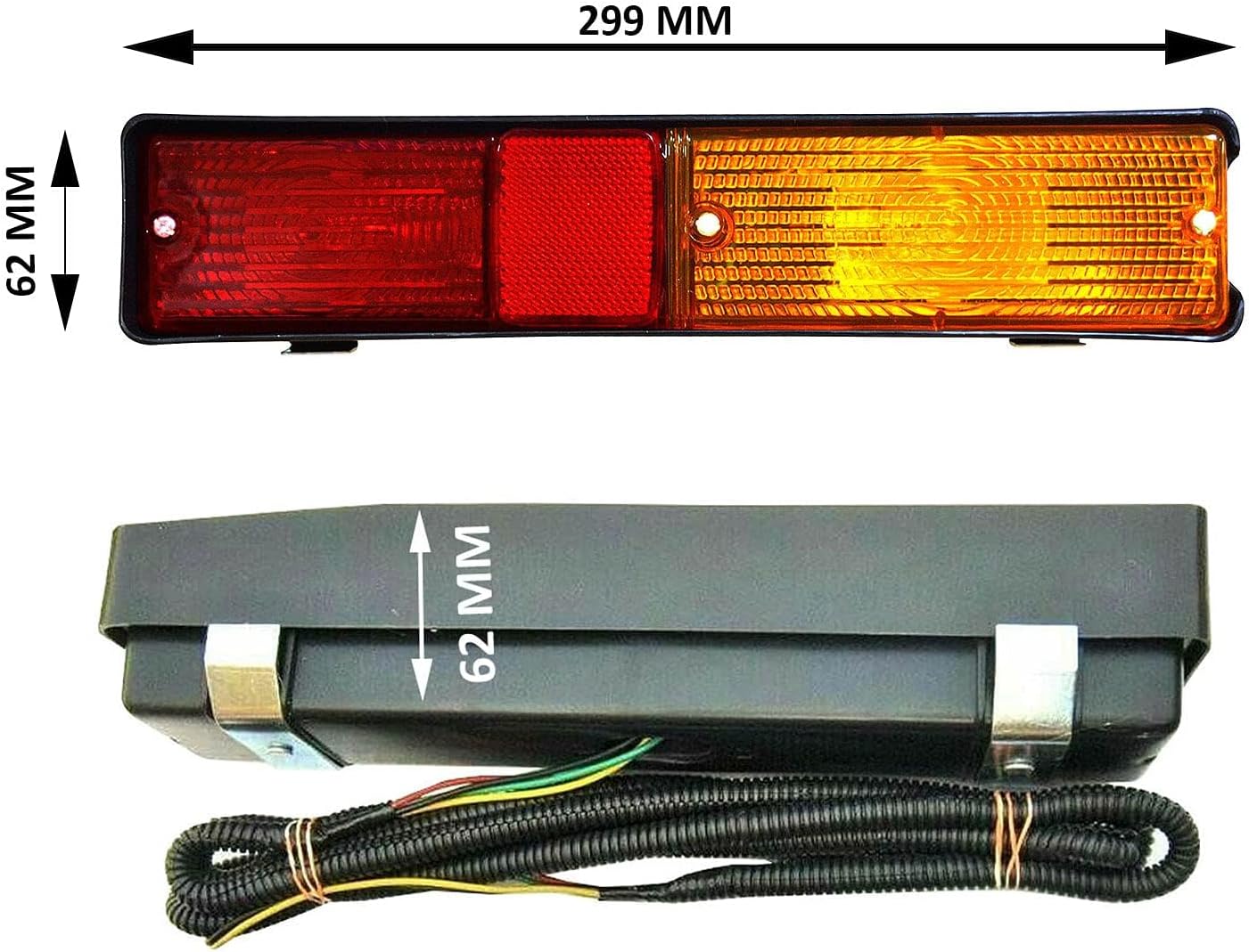 Massey Ferguson - Kit de 2 feux arrières pour tracteurs, couleur rouge et ambre de 12 V, adapté pour les tracteurs Massey Ferguson Modal série 300