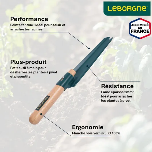 , Couteau désherbeur Duopro, Outil de désherbage en acier pour jardinage, idéal pour particuliers et professionnels, léger (0,26 kg), entretien facile des jardins et espaces verts